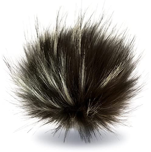 Wohnkult Bommel-Set | 3 x Kunstfell Bommel | in 26 Auswahl | Pelzbommel Ø 15-17 cm Pommel für Mützen mit Faden (Braun-Hellgrau-Schwarz)