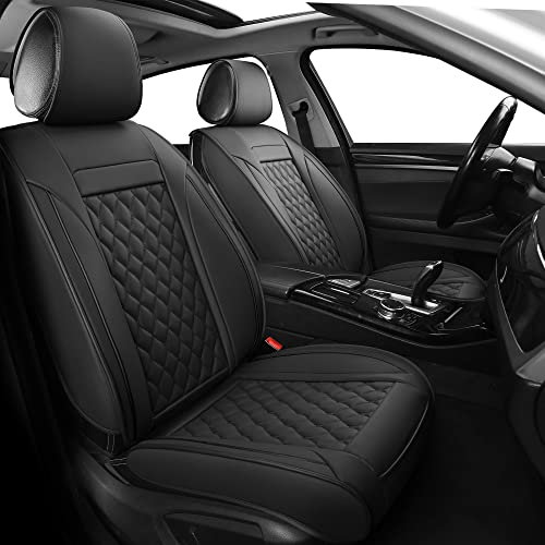 Kunstleder-Autositzbezüge, universell passend für die meisten Pkw, SUV, Limousinen und Lkw, für 5-Personen-Fahrzeuge, vollständiges Set, Schwarz