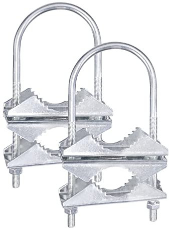 Eightwood V Jaw Block Double Antenna Mast to Mast Clamp (2 Set) U Bolts Anti-Rust Finished suit for TV CB Ham Antenna Pipe Mount Bracket