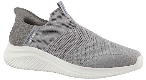 Skechers Homme Ultra Flex 3.0 Smooth Step Sneakers,Sports Shoes, Grey Knit/Trim, 41 EU