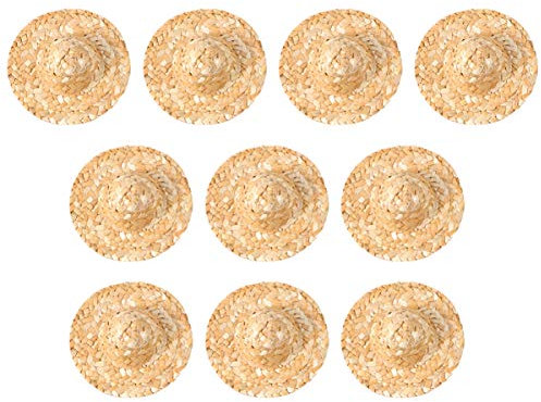 EXCEART 10st Mini-hüte Dekoration Stroh Zum Basteln Hut Zum Basteln Chapeu De Minipuppe Strohhut Kleiner Hut Pet-strohkappe Minihüte Puppenhüte Zum Basteln Puppe Hut Kuchen Hölzern Schmuck
