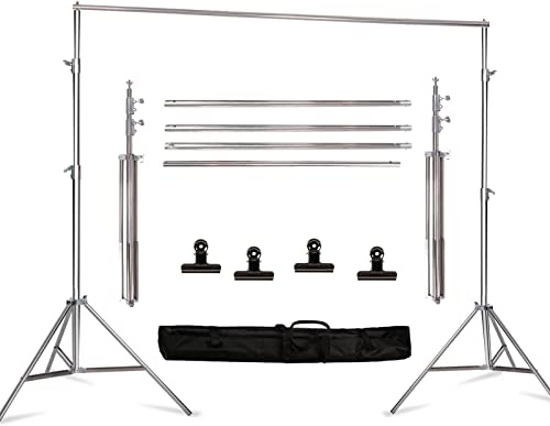 GSKAIWEN 8.5 * 10 FT Stainless Steel Backdrop Stand Heavy Duty Background | Photo Video Adjustable Support System with Carry Bag for Parties, Wedding, Events Decoration, Birthday, Portrait Photography