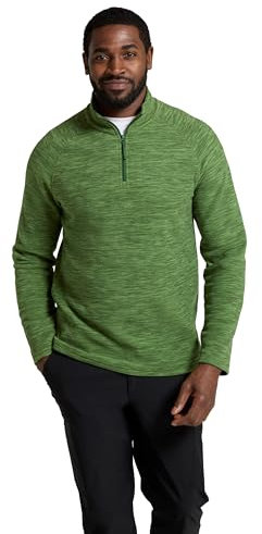 Mountain Warehouse Snowdon Mens Micro Fleece Top - Warm, Breathable, Quick Drying, Zip Collar Fleece Sweater, Soft & Smooth Pullover - For Spring Summer, Travelling, Walking Bright Green 2XL
