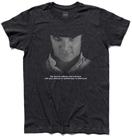 3styler Alex DeLarge Herren T-Shirt Orange Mechanik Clockwork Orange - Milk Plus Milch plus - Linie Classic - 100% Baumwolle 185 g/m², Schwarz , XXL