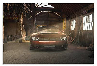 KYNA Sportauto-Poster für Dodge Challenger SRT Demon Supercar Poster Dekorative Malerei Leinwand Wandposter und Kunstbild Druck Moderne Familie Schlafzimmer Dekor Poster 50 x 75 cm