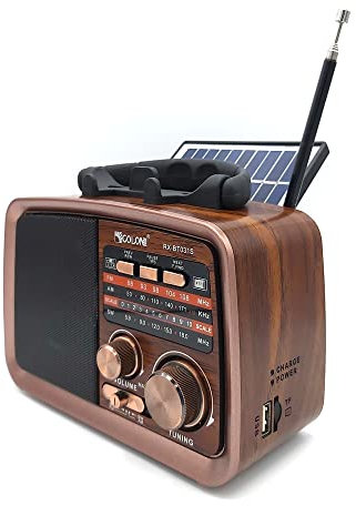 Radio Solar Vintage Bluetooth Am/FM Vintage 3 Bandas con MP3 USB BT TF Soporte para TELEFONO MOVIL