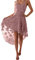 QWUVEDS Robe sexy élégante pour femme avec dentelle irrégulière et coutures brodées, Or rose, L