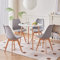 Esstisch und 4 Esszimmerstühle, Modernes Esszimmer-Set, Runder Desktop-Tisch mit Spleißstruktur und Küchenstühle in Grau
