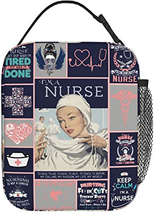 Lonchera para enfermera, bolsa de almuerzo con soporte para botellas, lonchera térmica aislada para mujer, trabajo, oficina, picnic, senderismo, playa