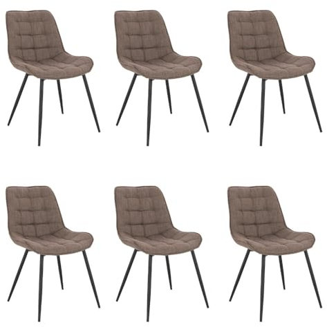 Home Deluxe - Polsterstuhl IKALO 6er Set - Farbe: Grau/Braun - weiche Polsterung, bis 120 kg belastbar I Küchenstuhl Speisestühle Esszimmerstühle