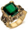 BOBIJOO Jewelry - Großer Siegelring, Royalist, Tempelritter, Herren, Edelstahl, Gold, Schwarz, Smaragd, Grün, Lilie, Edelstahl Eisen Glas