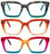 MMOWW 3-Pack Oversized Reading Glasses for Women - Anti Blue Light Glasses with Square Frame (3 Mix, +3.5)