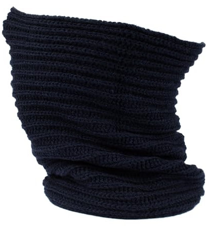 Chapeau cache-cou 30% cachemire 70% laine mérinos d'hiver homme femme écharpe anneau, bleu nuit, Regular