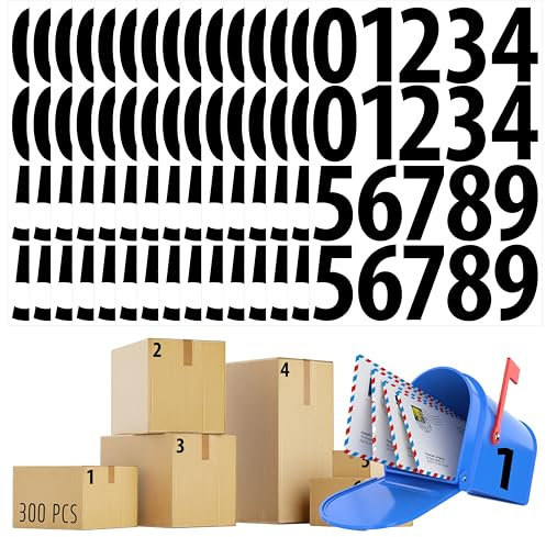 300 PCS Number Stickers, 3 Waterproof Vinyl Self-Adhesive Consecutive 0-9 Labels Without Residue for Office, Classroom, Indoor, Boxes, Storage (15 Sheets, Black)