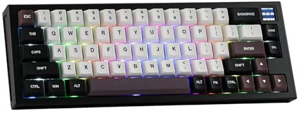 EPOMAKER MS68 VIA Wireless Gaming Keyboard with TFT Screen, 65% Aluminum Mechanical Keyboard, Hot Swappable, Creamy Gasket, Bluetooth/2.4Ghz/USB-C, RGB Backlit (Black, Flamingo Switch)