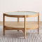 Runder Couchtisch Aus Holz Mit Rattan-ablagefach, 2-stöckiger Boho-mid-century-modern-glasplatte-snack-teetisch, Cocktailtisch, Sofatisch Für Wohnzimmer Und Schlafzim(Size:70x70x45cm,Color:Wood Color)