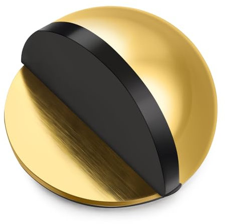 Hotop Self-Adhesive Floor Door Stoppers Oval Stainless Steel Door Stop Mounted Half Moon Wall Protector with Glues for Hard Floor Glass(Gold,1 Pcs)