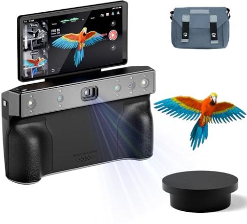 Revopoint MIRACO Pro 32GB Laufspeicher Hochgesch Scanner 3D Scanner für 3D Drucker Handheld WiFi mit 180° Flip Screen, 5000 mAh Schnelllade-Akku, bis zu 0,02 mm Präzision, Vollfarb RGB Kamera