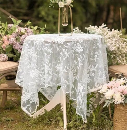 Yaland Tischdecke Spitzen Design Abwaschbar Floral Muster Garten Tischdecken Tischwäsche Tischtuch für Draußen Esszimmer, Küche, Garten, Party, Hochzeiten oder Haushalt LxB 90x130cm