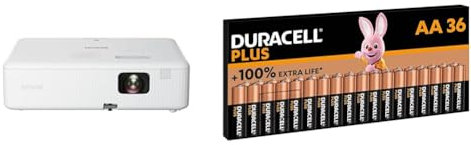 Epson CO-W01 Data Projector 3000 ANSI lumens 3LCD WXGA (1200x800) Black White & Duracell Plus Batterien AA, 36 Stück, langlebige Power, AA Batterie für Haushalt und Büro [Amazon Exclusive]