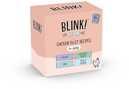 Blink! Complete Wet Kitten Food Chicken Fillet Recipes in Jelly 85g (Pack of 8) - Chicken, Turkey, Tuna & Salmon