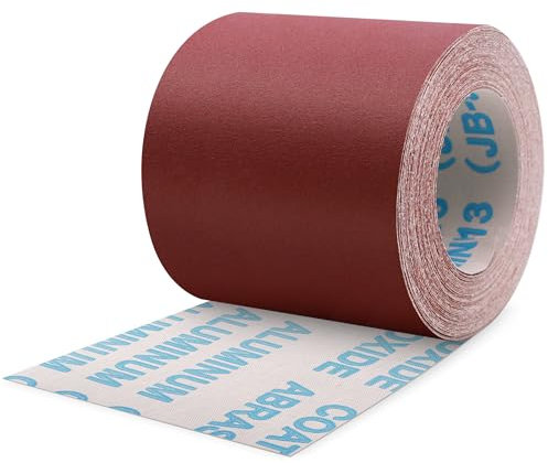 ZEHIQ Schleifpapier Rolle, Schleifpapierrollen Körnung 320, 100 mm x 10 m Schleifleinen Rolle für Handschleifer, Schwingschleifer, Schleifpapier für Holz, Metall, Farbe