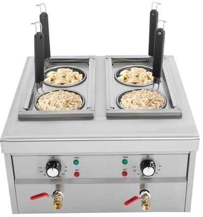 Máquina de cocina de pasta eléctrica profesional indicador de banda ajustable en temperatura 4 olla eléctrica con tapa y manija, para centro comercial, cocina, restaurante