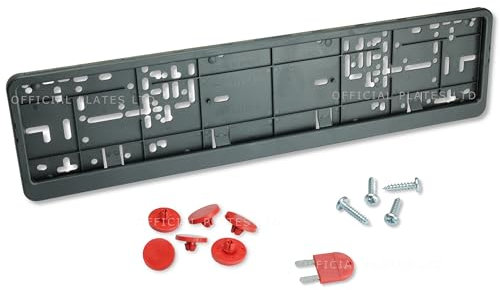 Genuine Wurth Klapp-Fix Number Plate Holder Surround Frame for Cars in UK and Europe. Rubber Anti-vibration Shock absorbers, Screws and Key included. (1x Frame + 6 Shock Absorbers)