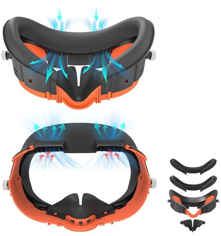 VR Accessory Compatible with Quest 3, Facial Interface, Face Cover Compatible with Quest 3 - with PU Cushion & Breathable Ice Silk Cotton Face Cushion Pad Replacement