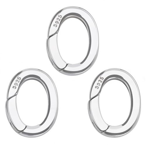 SUNNYCLUE 1 Schachtel 3 Stück 15mm O Ring Clip Mit Feder 925 ovale Federringe Aus Sterlingsilber Karabinerhaken Aus Metall Verschlüsse Für Geldbörsen Karabinerhaken Torringe Zur Schmuckherstellung Sc