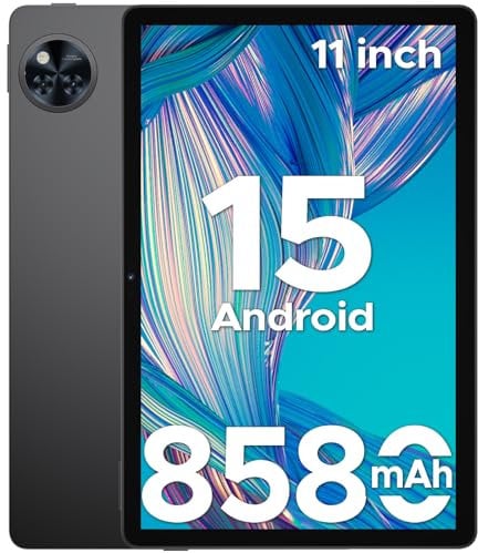 DOOGEE U11 2025 Newest 11'' Android 15 Tablet, 16GB+128GB/2TB TF Octa-Core, 90Hz Display, 8580mAh, Netflix 1080P, Bluetooth 5.0+5G WiFi, 13MP+5MP, GPS, Type-C, Metal Body - Black