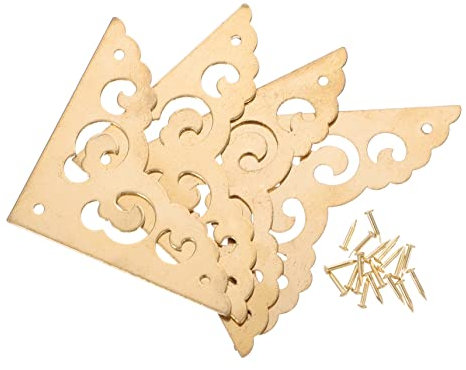 EXHUMKY 4 Stück Ecke Protector Golden Kanten Decken Messing Eckschutz Kabinettwächter