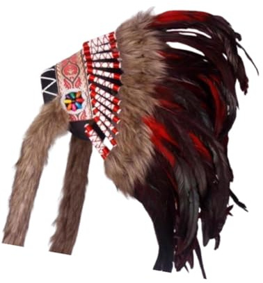 Harilla American Chief Indian Native Hut Feder Kopfschmuck Kopfschmuck Herren Damen für Karneval