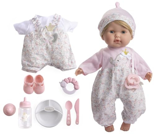 JC Toys Berenguer Boutique-Puppe mit weichem Körper, 38 cm, Augen öffnen und schließen, Blondes Haar, inklusive Kleidung und Accessoires, Rosa, entworfen von Berenguer, ab 2 Jahren