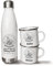 iCaseDesigner Personalised 500ml Thermal Flask and Enamel Mugs. Walking, Hiking and Rambling Mug and Flask Set. Outdoor Adventure Gifts