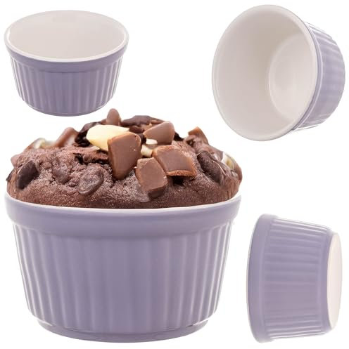 KADAX Soufflé - Moldes de cerámica para horno (9 cm de diámetro, para crema brulee, souffle y ragout, lila)