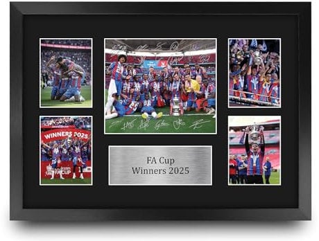 HWC Trading Crystal Palace FA Cup Winners 2025 Gifts Printed Signed Autograph Picture for Football Fans and Supporters - A3 Framed