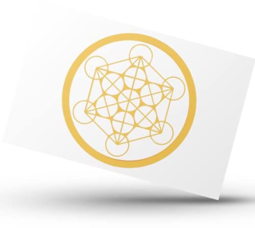 3 STÜCK Metatrons Würfel Aufkleber | Heilige Geometrie Aufkleber | 12 x 12 cm| Kabbalah Symbol Sticker | Permanent Vinyl | Farbe Gold (1)