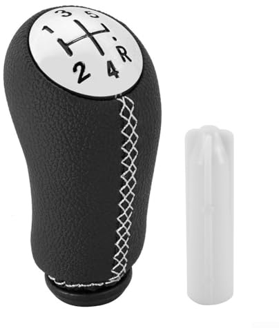 Allthingstore Ersatz 5-Gang-Schaltknaufhebel für Renault Clio 3 für Megane 2 für Laguna 032009 kompatibler Schaltkopf mit Lederbekleidung für reibungslose Schaltung (weiße Linie)