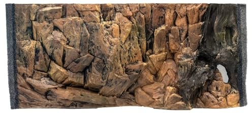 Prestivio Aquarium Hintergrund 3D, Rückwand 120x50 cm Hintergrund, Strukturwand, Felsoptik, Handgefertigte Strukturwand für Aquarien, Sicher für Tiere, Fischsicher Einfacher Einbau, Naturstein Design