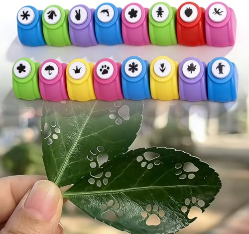 16 Stück Papierstanzer Mini: Motivstanzer Stanzer Ausstanzer Stabiler Papierstanzer für Papier zum Basteln Stanzer Rund, Motivstanzer für DIY Scrapbook Fotoalbum Handwerk Einladungen
