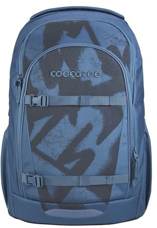 Coocazoo Schulrucksack EVERY „Graffiti Groove“, blau, ergonomischer & anpassbarer Tornister, höhenverstellbar, mit Brustgurt & Hüftgurt, ab der 3. Klasse