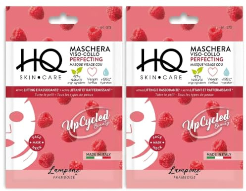 HQ - Lifting- & straffende Stoffmaske – Gesicht & Hals – 97% Inhaltsstoffe natürlichen Ursprungs – Himbeere – Sheabutter – Hyaluronsäure – hergestellt in Italien – vegane Formel