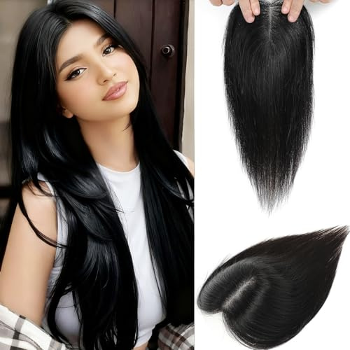 Deckhaarteile für Frauen aus echtem Humanhaar – 360° 3D-Vollkreis-Deckhaar bei Haarausfall, Hair Toppers for Women Real Human Hair