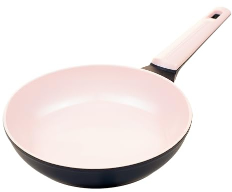 Genius Cerafit Trend Pastell Edition Bratpfanne Ø 20 cm - Keramik beschichtete Antihaft Pfanne für Induktion & alle Herdarten geeignet, spülmaschinenfest, hitzebeständig und kratzfest, Rosa/Schwarz
