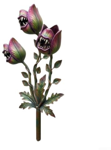 Tidevib Pianta carnivora da giardino, fiori in metallo divertenti per giardino (6)
