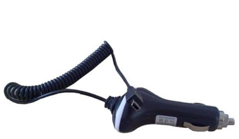 Waytex 59223 Chargeur allume cigare à mini USB avec cordon en spirale pour GSM/Smartphone Noir