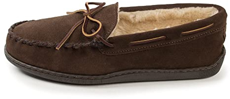 Minnetonka Men's Pile Lined Hardsole Slipper, Chocolate, 7 M US