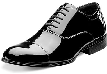 STACY ADAMS Herren Gala Cap-Toe Smoking Schnürschuh Oxford Schuh, Schwarz Lack, 14 Wide