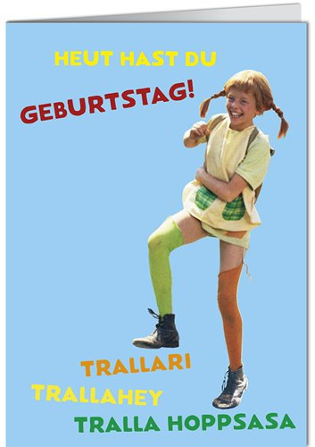 Grußkarte 11,5x16 cm +++ PIPPI LANGSTRUMPF von modern times +++ PL PIPPI TRALLA HOPPSASA +++ KARTENKOMBINAT © Saltkråkan AB & AB Svensk Filmind
